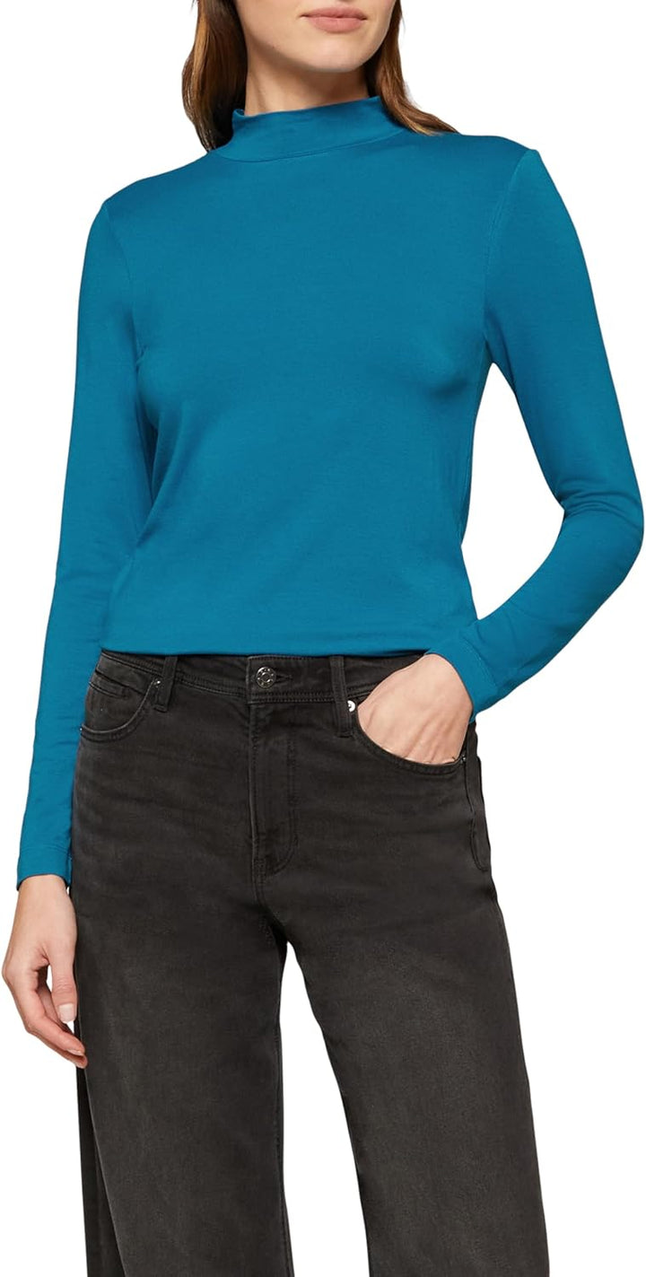 s.Oliver Damen 2156422 Langarmshirt mit Stehkragen (1er Pack) 44 0010_silber, 44 0010_silber