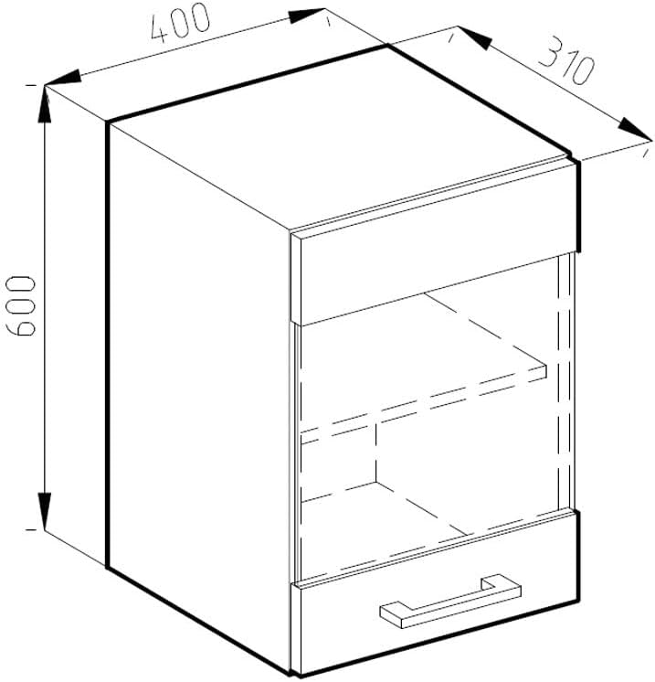 Vicco Küchenschrank Glas R-Line, Goldkraft Eiche/Anthrazit, 40 cm J-Shape Goldkraft Eiche Hängeglass