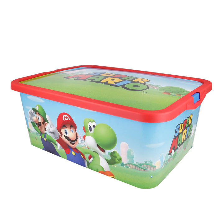 Stor DEKORIERTE AUFBEWAHRUNGSBOX. 13L FASSUNGSVERMÖGEN | SUPER Mario SCATOLA PORTAOGGETTI, Plastic,