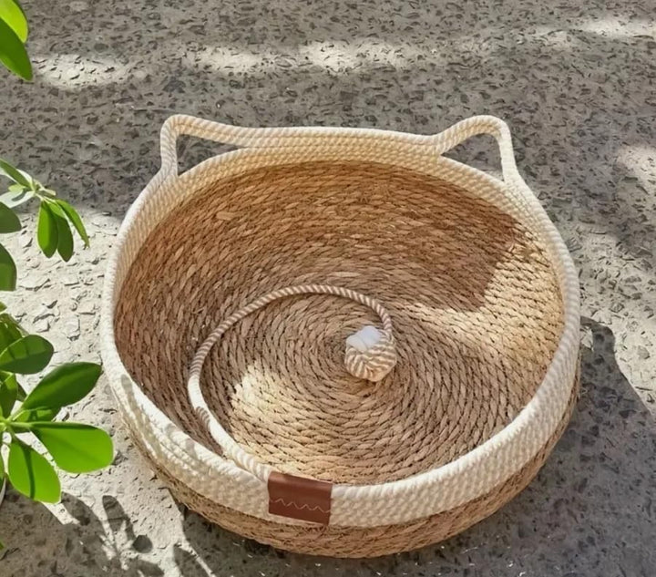 Katzenbett mit Kissen, 50cm Waschbar Katzenkorb Katzenbett Katzenhöhle Haustierbett mit Kissen und S