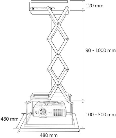 ESMART Germany Projektor-Lift EXL-100 Projektorhalterung und Deckenhalterung mit motorisierter elekt