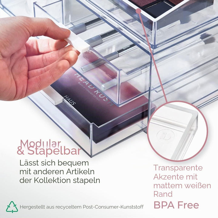 iDesign Make-up Organizer, Schmink Aufbewahrung mit 3 Schubladen aus der Signature Series by Sarah T