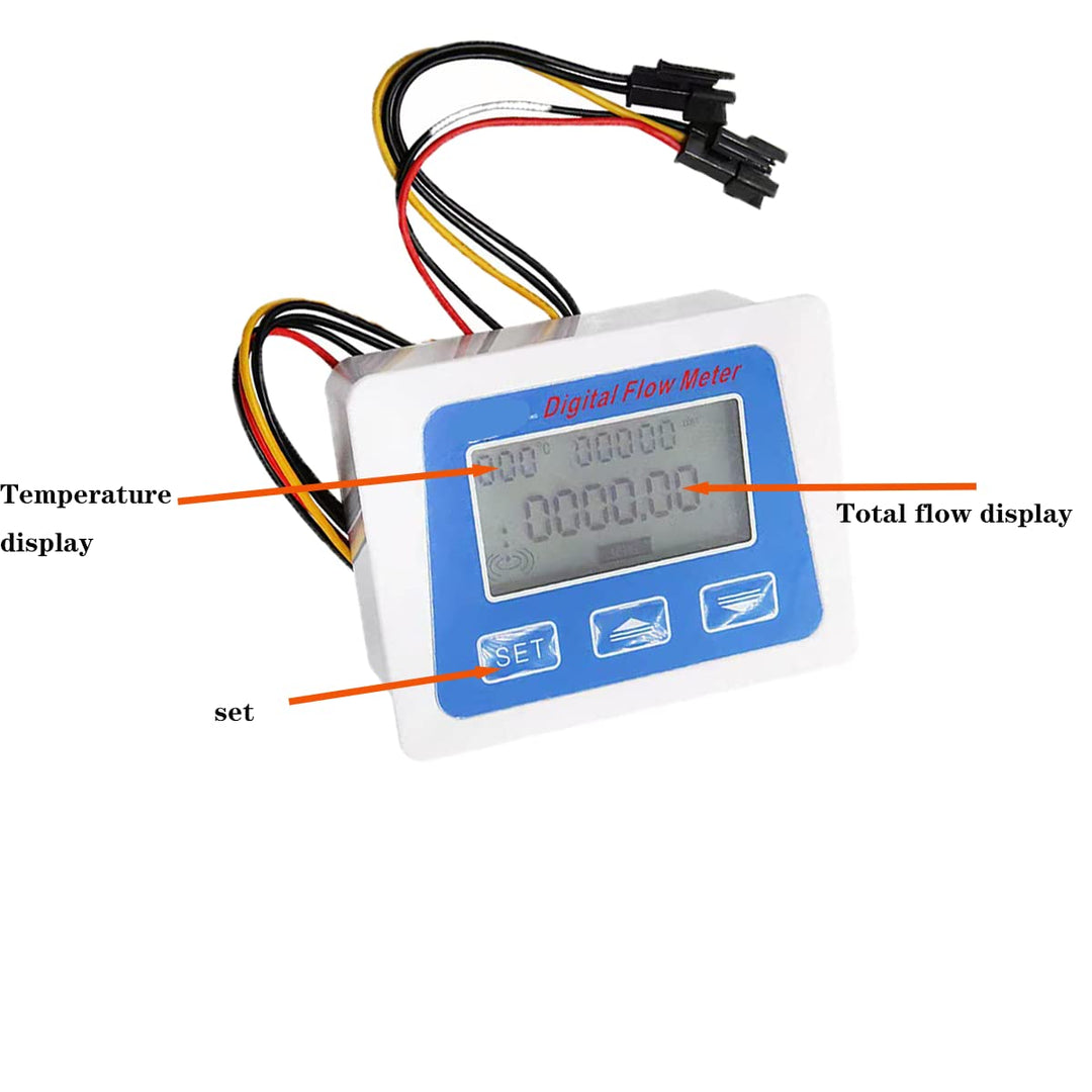 Wasserdurchfluss-Totalisierer und Durchflussmesser mit digitalem LCD-Display + G1/2 Zoll Hall-Effekt
