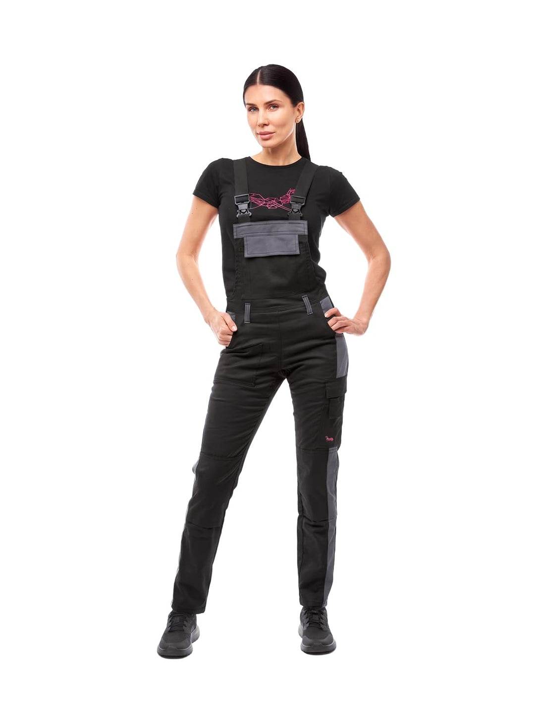 strongAnt Latzhose Damen stretch Arbeitshose für Frauen mit Kniepolstertaschen Baumwolle Cargo Hose