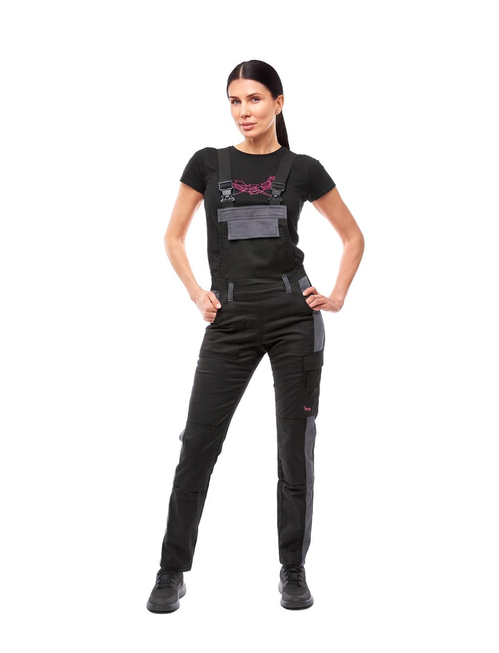 strongAnt Latzhose Damen stretch Arbeitshose für Frauen mit Kniepolstertaschen Baumwolle Cargo Hose