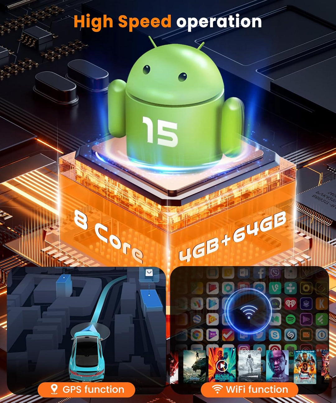 8 Kern 4G+64G Autoradio Android 15 für FIAT Fiorino/Qubo/Peugeot Bipper/Citroen Nemo, 7 Zoll HD IPS