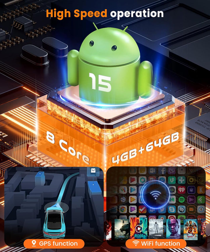 8 Kern 4G+64G Autoradio Android 15 für FIAT Fiorino/Qubo/Peugeot Bipper/Citroen Nemo, 7 Zoll HD IPS