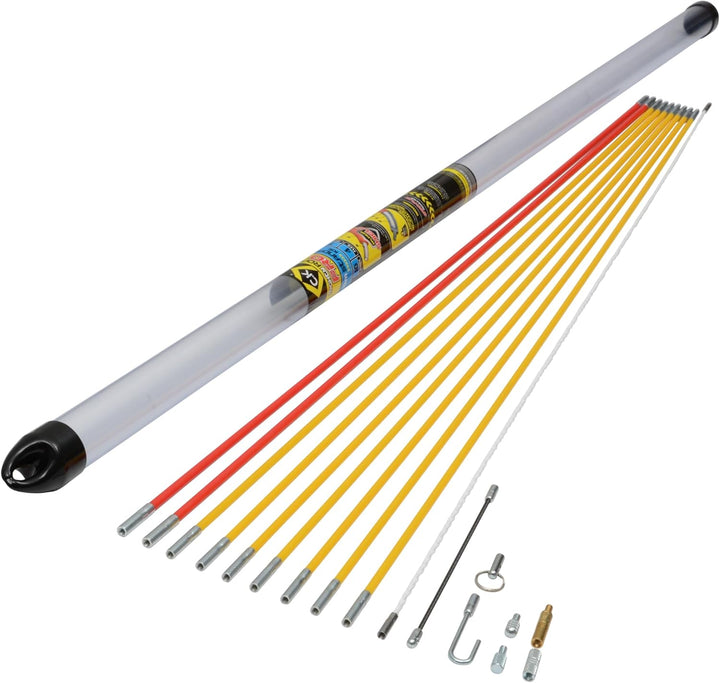 C.K MightyRods Pro 10m Kabelstangen Standard Set, 4 Flexibilitäten Einziehstangen, Splitterfrei Glas