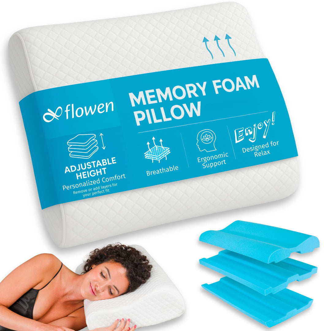 Nackenstützkissen Höheneinstellbares aus Memory Foam Orthopädisches und Ergonomisches Kopfkissen für