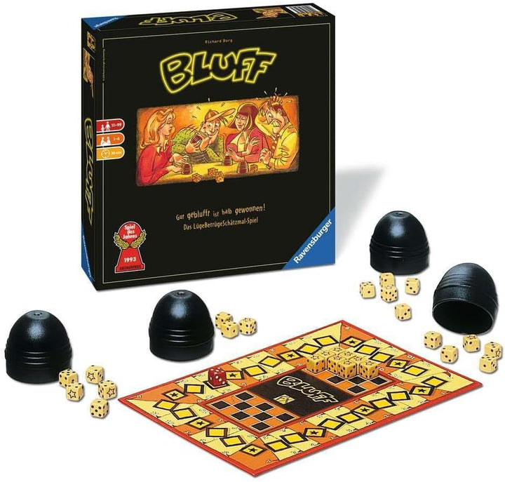 Ravensburger 27223 - Bluff, Partyspiel für 2-6 Spieler, Würfelspiel, für alle Bluffer ab 12 Jahren,