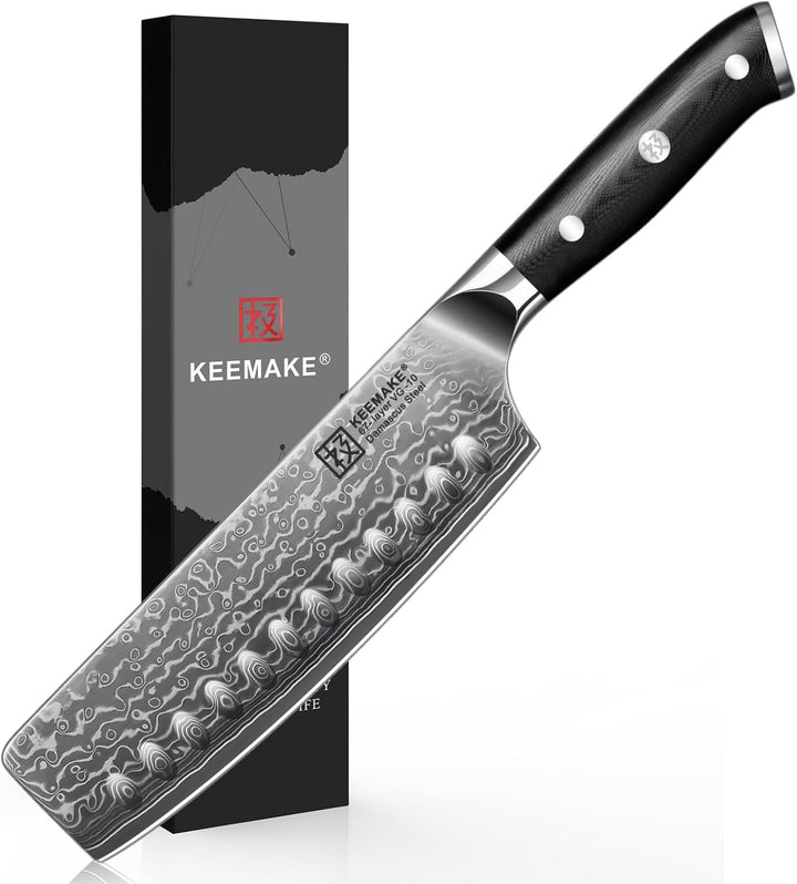 KEEMAKE Küchenmesser Küchenbeil Nakiri Messer - 6,5 Zoll Hackbeil Nakiri Messer Hackmesser Küchenmes