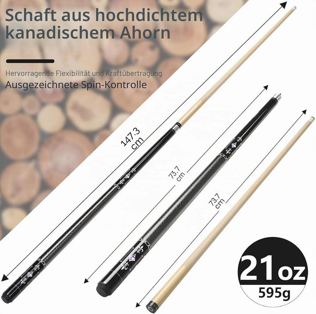 Billard Queue 18 19 20 21 oz, 58" Pool Queue Sticks 13mm Spitzen für Professionelle Billardspieler,