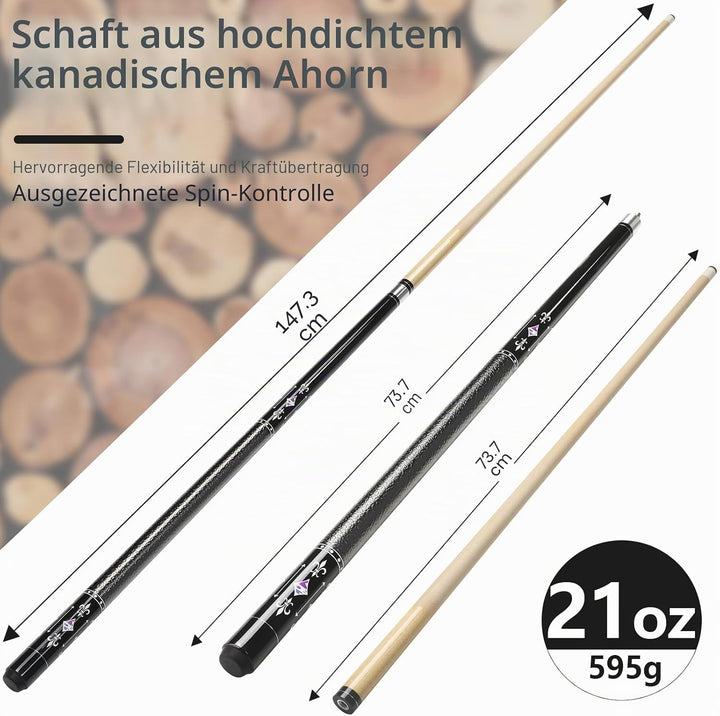 Billard Queue 18 19 20 21 oz, 58" Pool Queue Sticks 13mm Spitzen für Professionelle Billardspieler,