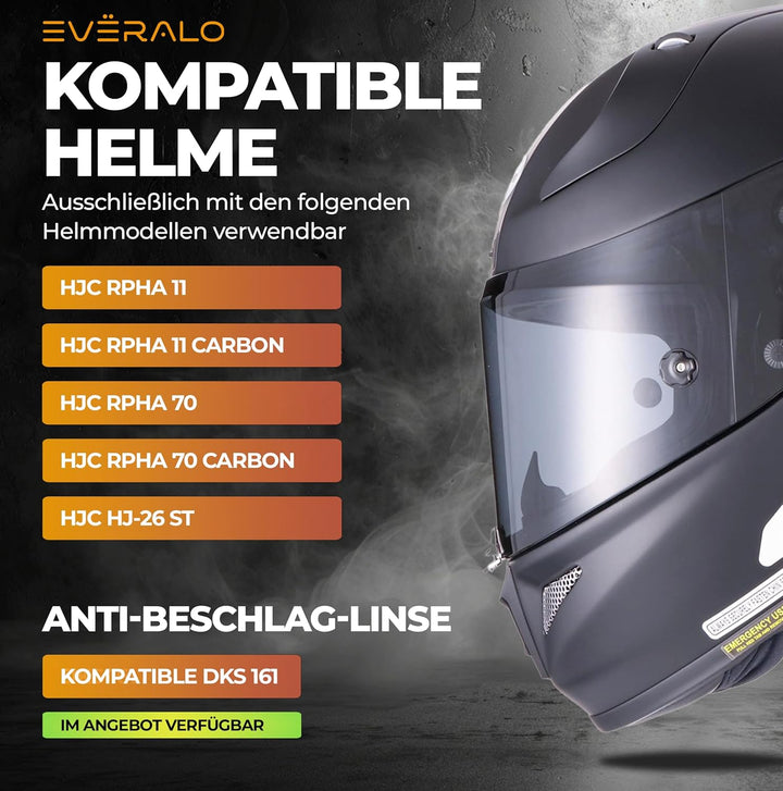 Everalo Kompatibel mit Hjc Rpha 70 Visier - Rpha 11 - Hj26 - Pinlock und Tearoff Ready - Helmvisier