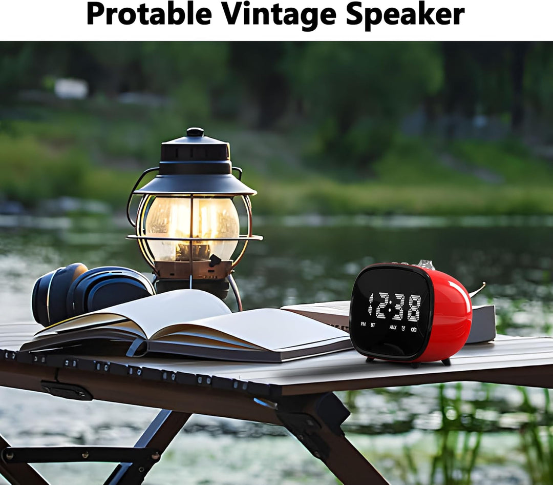 iTOMA Retro Wecker mit Bluetooth, Zeitanzeige, Alarmeinstellung, TF-Kartensteckplatz, AUX Jack, Frei