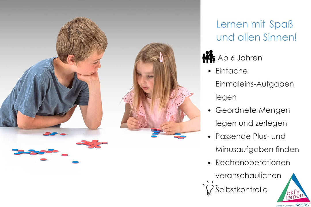 WISSNER® 400 Wendeplättchen in rot-blau aus RE-Plastic, Rechenplättchen für den Mathematikunterricht