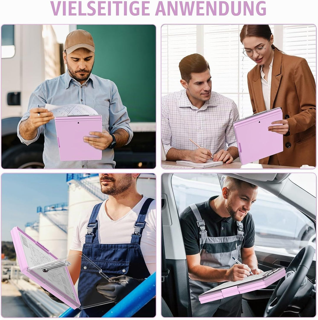 Kunststoff-Klemmbrett mit Aufbewahrung, Ordner Pflege Klemmbretter seitliche Öffnung, Heavy-Duty Kle