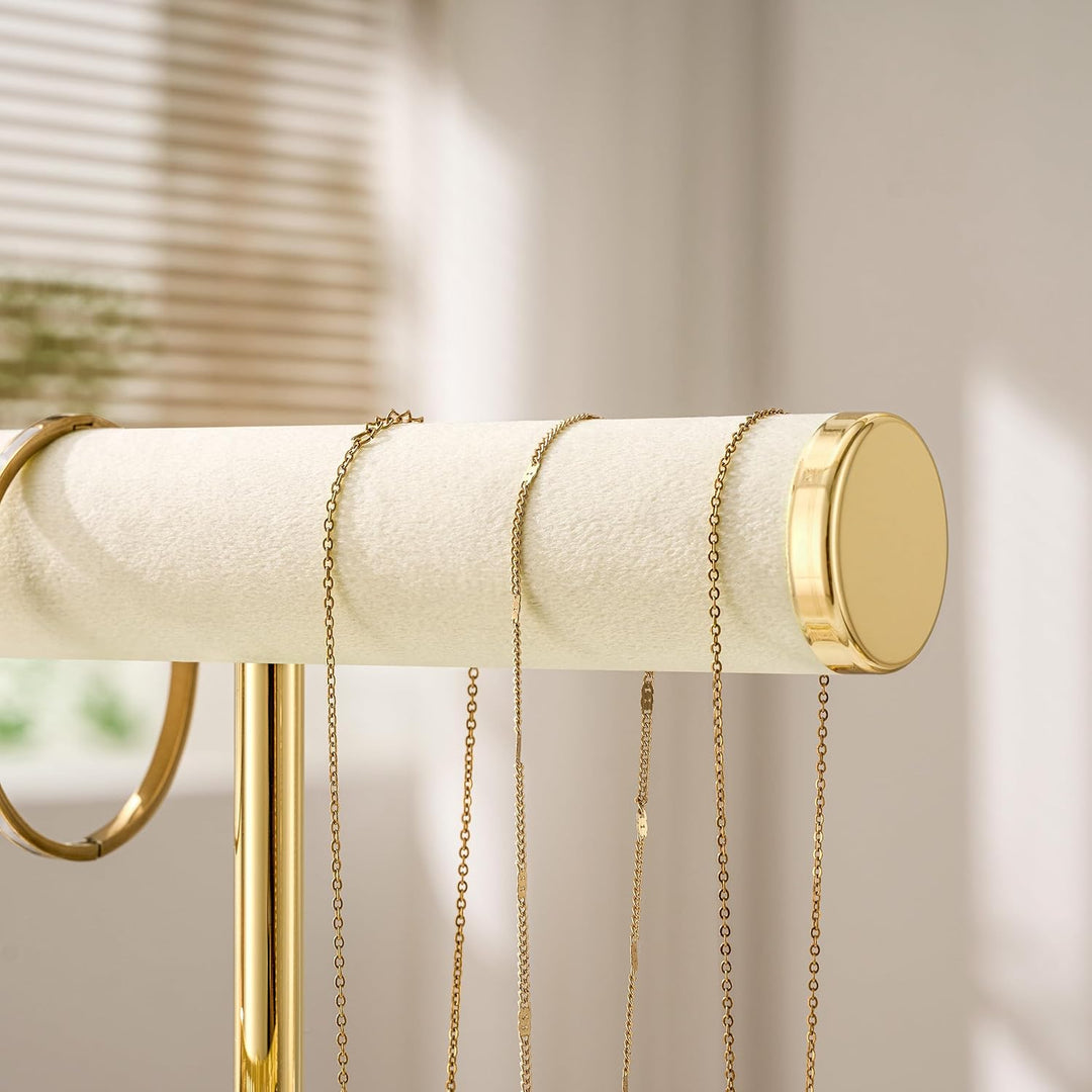 Schmuck Organizer mit 2 Ebenen - Beige Schmuckständer Armbänder, Abnehmbarer T-Steg Schmuck Ständer,
