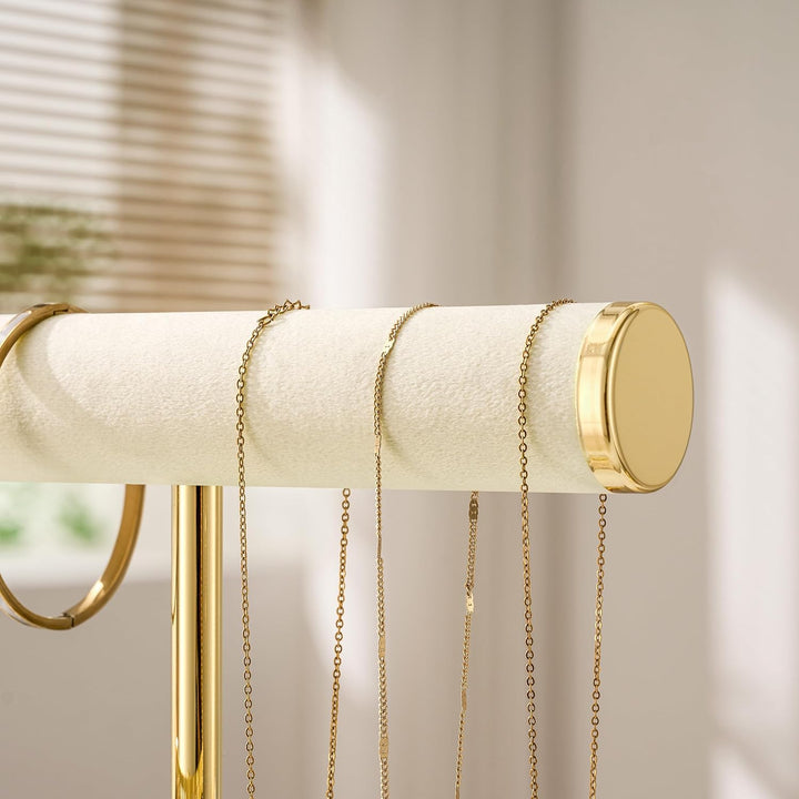 Schmuck Organizer mit 2 Ebenen - Beige Schmuckständer Armbänder, Abnehmbarer T-Steg Schmuck Ständer,