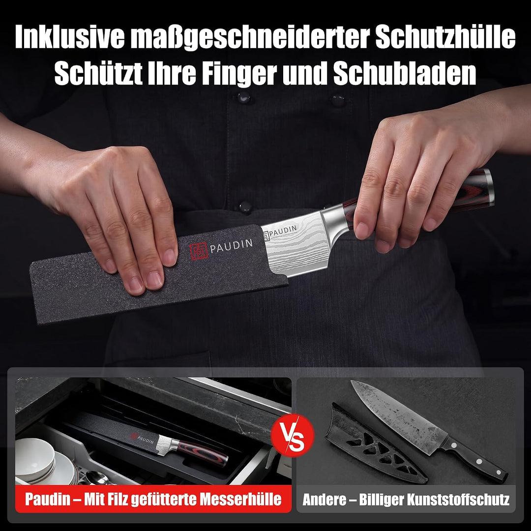 PAUDIN Kochmesser, Klingenlänge 20cm Profi Küchenmesser Messer Chefmesser Allzweckmesser aus hochwer