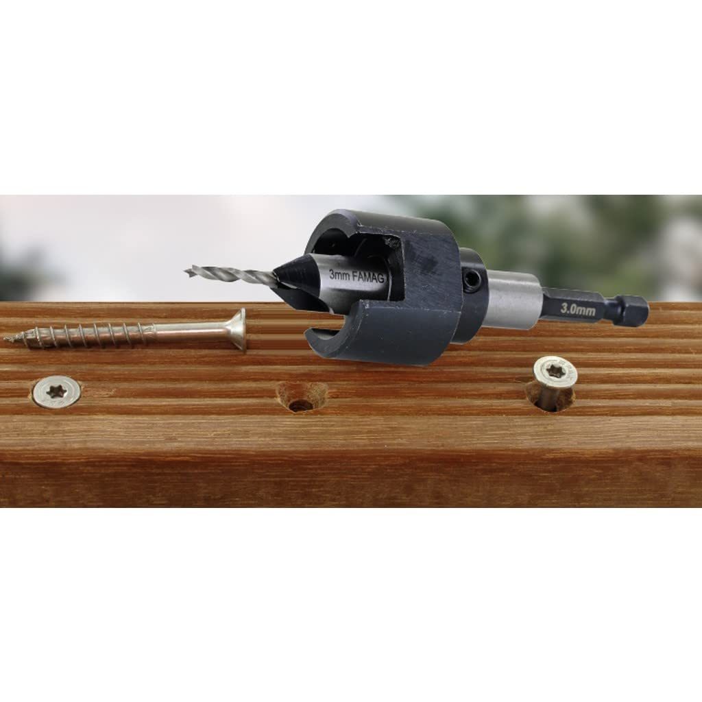 FAMAG 3577 Bohrer-Senker-Satz 5mm mit Tiefenanschlag, Senkdurchmesser 12mm Boher-Senker-Satz 5mm, Bo