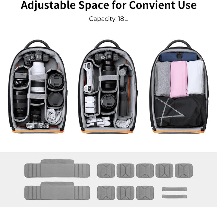 K&F Concept Kamerarucksack für Fotografen, Fotorucksack Klein Multifunktionale Camera Backpack Wasse