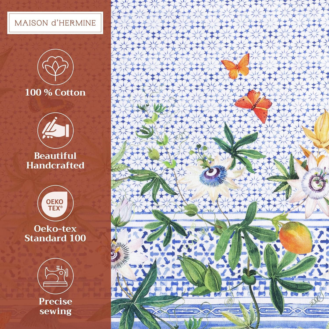 Maison d' Hermine Passiflora 100% Baumwolle Set mit 4 Tischsets für den Esstisch | Küche | Hochzeit