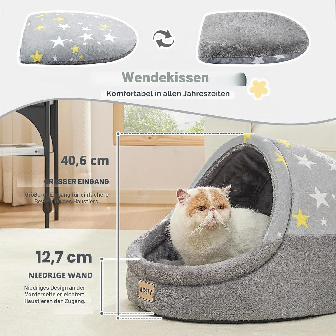 Jiupety Nettes Katzenhöhle grosse Katzen, Katzenhaus Katzenkorb, Katzenbett mit Anti-Rutsch Boden, K