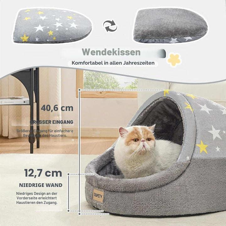 Jiupety Nettes Katzenhöhle grosse Katzen, Katzenhaus Katzenkorb, Katzenbett mit Anti-Rutsch Boden, K