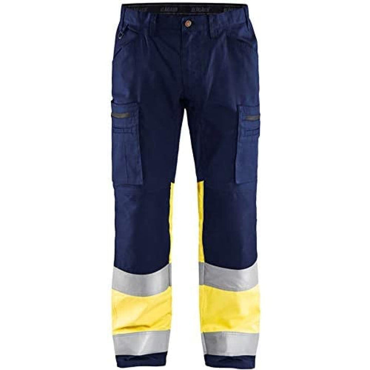 Blaklader 15511811 Hochsichtige Hose mit Stretch, Marineblau/Gelb, grootte D108, D108