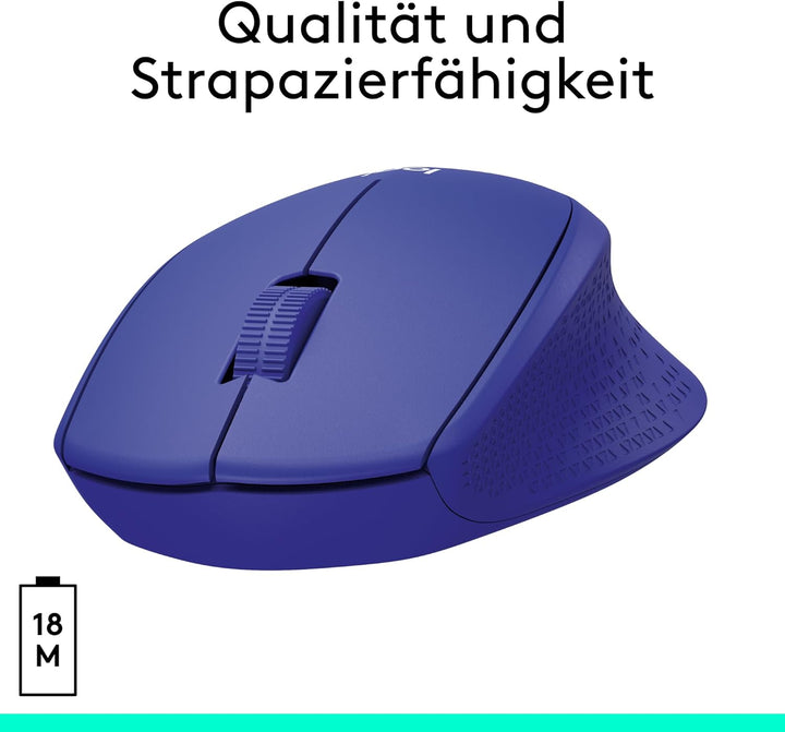 Logitech M330 SILENT PLUS Kabellose Maus, 2,4 GHz mit USB-Nano-Empfänger, 1000 DPI Optical Tracking,