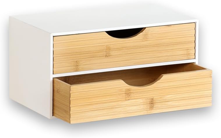KESPER | Organizer mit 2 Schubladen, Material: FSC®-zertifizierte Spanplatte & Bambus, Masse: 27 x 1