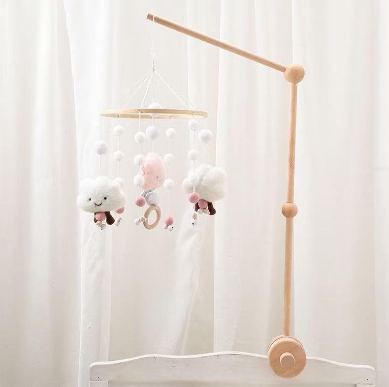 PandaEar Mobile Halterung aus Holz für Babybett & Wickeltisch – Mobile Arm aus Buchenholz mit rutsch