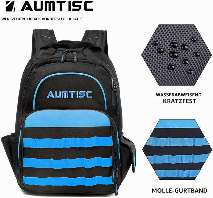 AUMTISC Werkzeugrucksack Werkzeugtasche Hochleistungs-werkzeug rucksack mit Mehrzwecktasche Industri