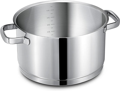 Linnuo Topf Induktion 24cm mit Glasdeckel, Kochtopf gross 6l, aus 18/10 Edelstahl, Griff nicht heiss