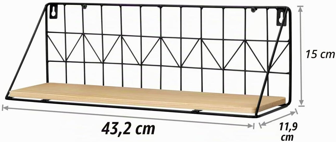 Mkouo Wandmontierte schwebende Regale 2Pcs Rustikale Aufbewahrungsregale aus Metalldraht Gestelle An
