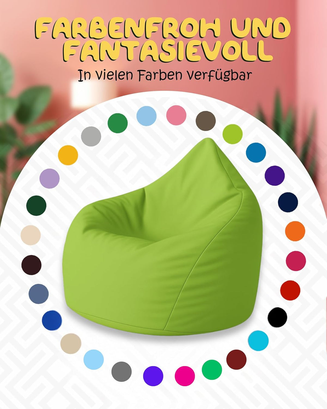 PATCH HOME Patchhome Sitzsack Tropfenform mit Reissverschluss Nachfüllbar - für In &amp; Outdoor - mit S