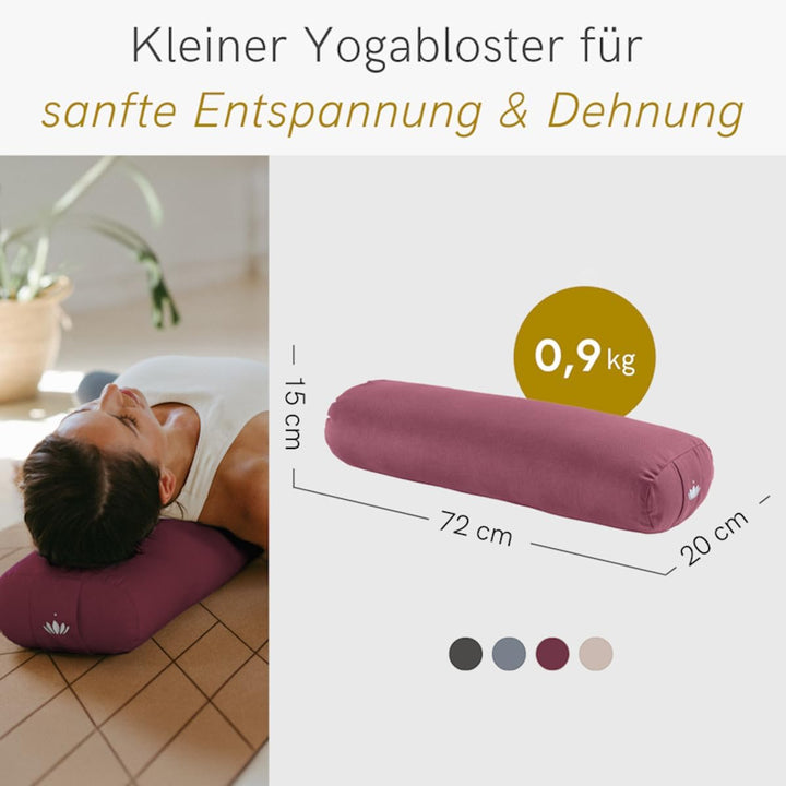 Lotuscrafts® Bolster Yoga Nackenrolle für Yin, 100% Kapok Füllung, Bezug aus Baumwolle waschbar, Kis