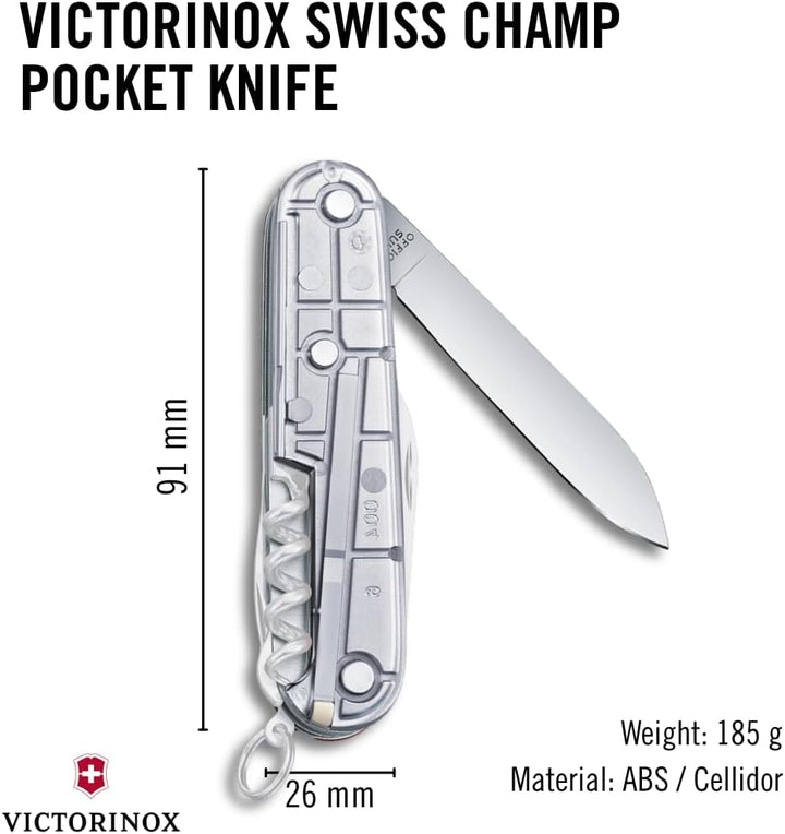 Victorinox, Schweizer Taschenmesser, Swiss Champ, Multitool, 33 Funktionen, Klinge, gross, Korkenzie