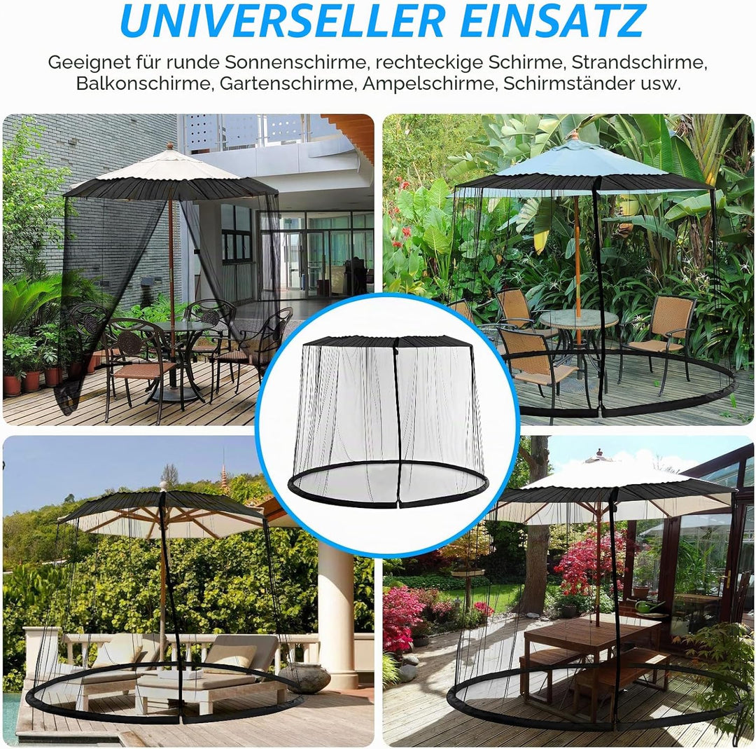 Moskitonetz für Sonnenschirme, Mückennetz Outdoor für 250-300 cm Sonnenschirme Pavillon, 2,3 m Höhe,