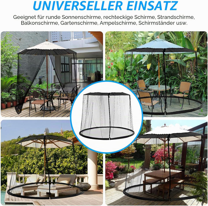 Moskitonetz für Sonnenschirme, Mückennetz Outdoor für 250-300 cm Sonnenschirme Pavillon, 2,3 m Höhe,