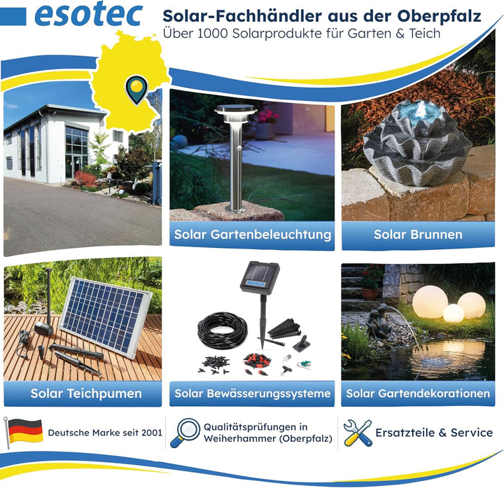 Esotec Solar Wasserspeier Set sitzender Elefant LUMI, H=17,5cm, Wasserspiel mit Teichpumpe 250l/h, S