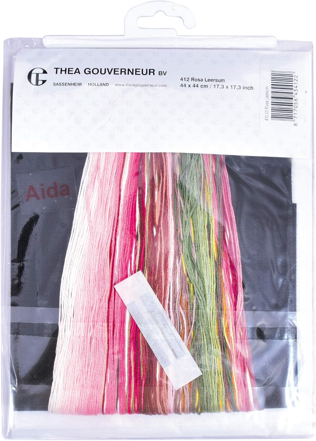 Thea Gouverneur - Kreuzstich-Set - Rosa Leersum - Aida Schwarz - 18 Count - Für Erwachsene - 412.05,