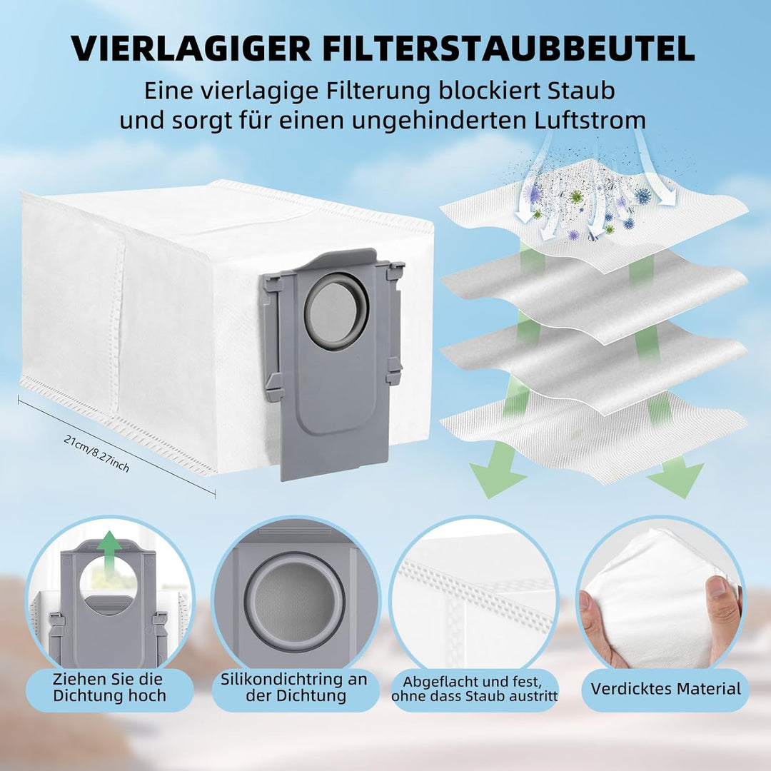 25PCS Zubehör für Roborock S8 MaxV Ultra/S8 Max Ultra Staubsauger,2 Hauptbürsten,4 HEPA-Filter,4 Mop