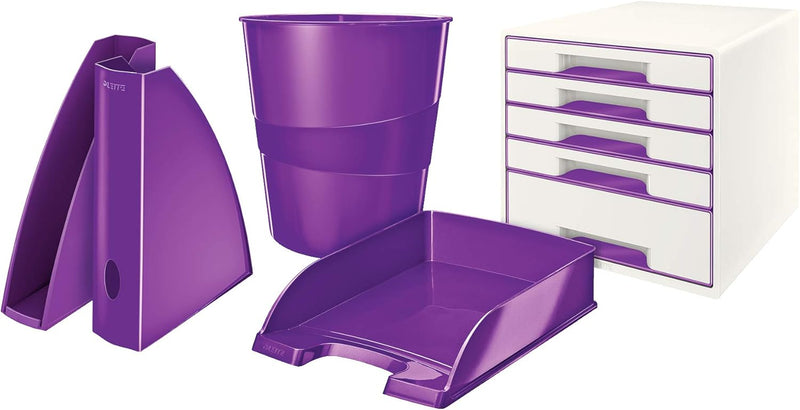 Leitz Briefkorb, A4, 5er Pack, Violett, WOW-Serie, 52263062 Violett 5 Stück, Violett 5 Stück