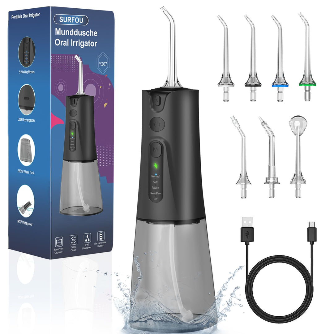 SURFOU Munddusche Kabellos Elektrische Zahndusche Wasser Zahnreiniger, Oral Irrigator Water Flosser