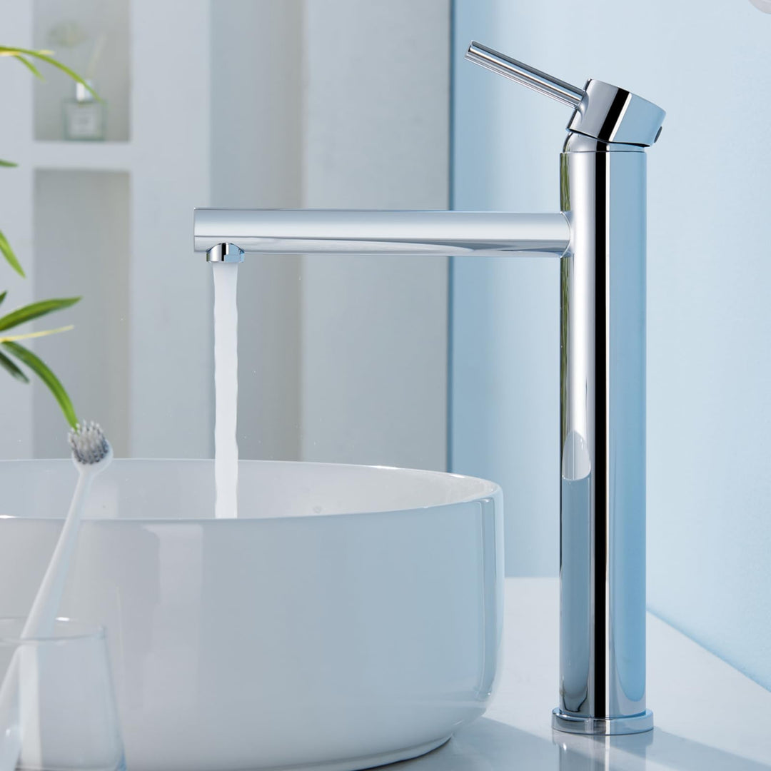 Kelleria Chrom Wasserhahn Bad Hoch, Einhand Badarmatur Waschtischbatterie, Waschtischarmatur mit Aus