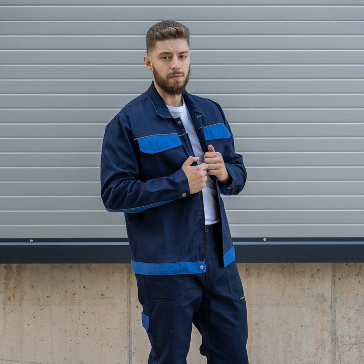 BWOLF ARES 100% Baumwolle Arbeitsjacke Männer Arbeitsjacke Herren Arbeitsjacke Bundjacke 4XL Blau, 4