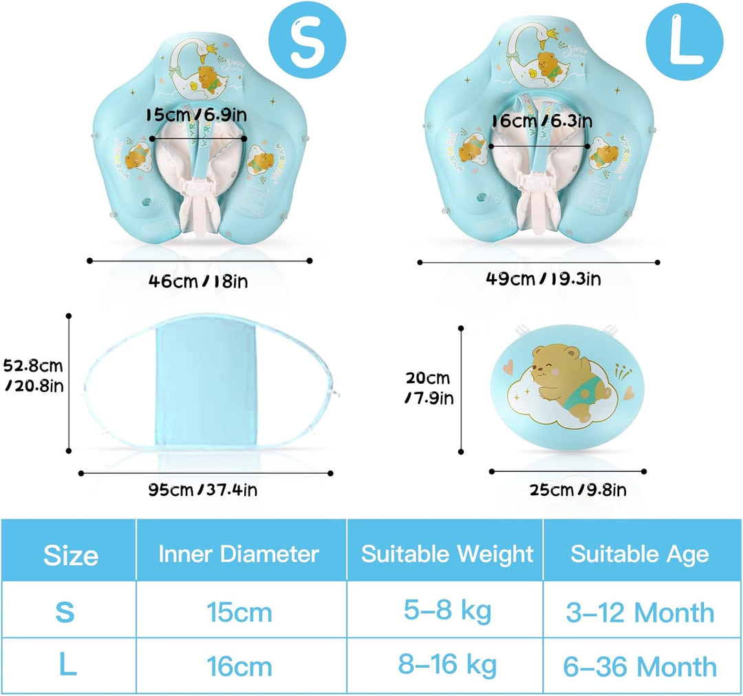 WYRIAZA Schwimmring Baby, Schwimmhilfe Baby | Baby Schwimmring mit Sonnendach SPF 50+ | Rüsten sie B