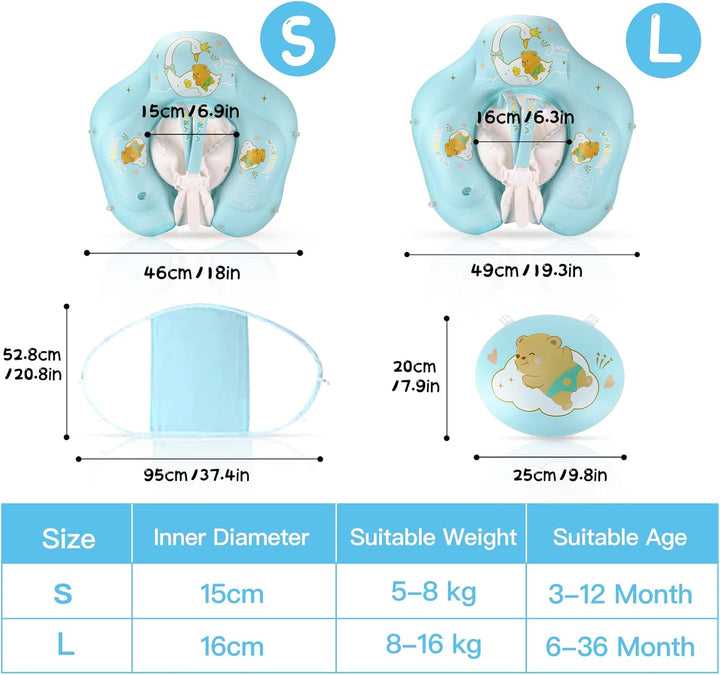 WYRIAZA Schwimmring Baby, Schwimmhilfe Baby | Baby Schwimmring mit Sonnendach SPF 50+ | Rüsten sie B